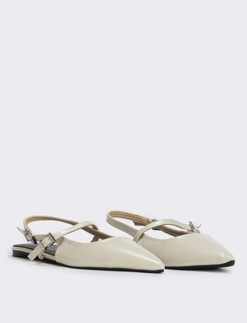 Slingback da in vernice panna - Bianco panna
