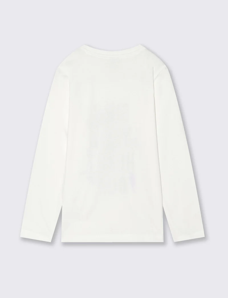 T-shirt manica lunga in morbido cotone - Bianco latte