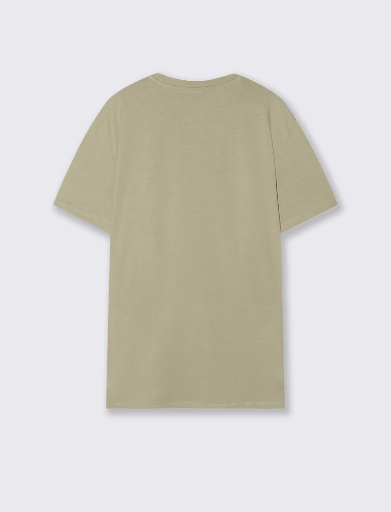 T-shirt cotone premium con patch e stampa - Grigio stone