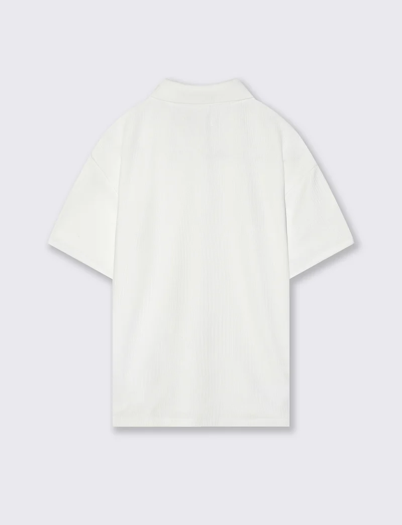 T-shirt polo in coste casual e stilosa - Bianco