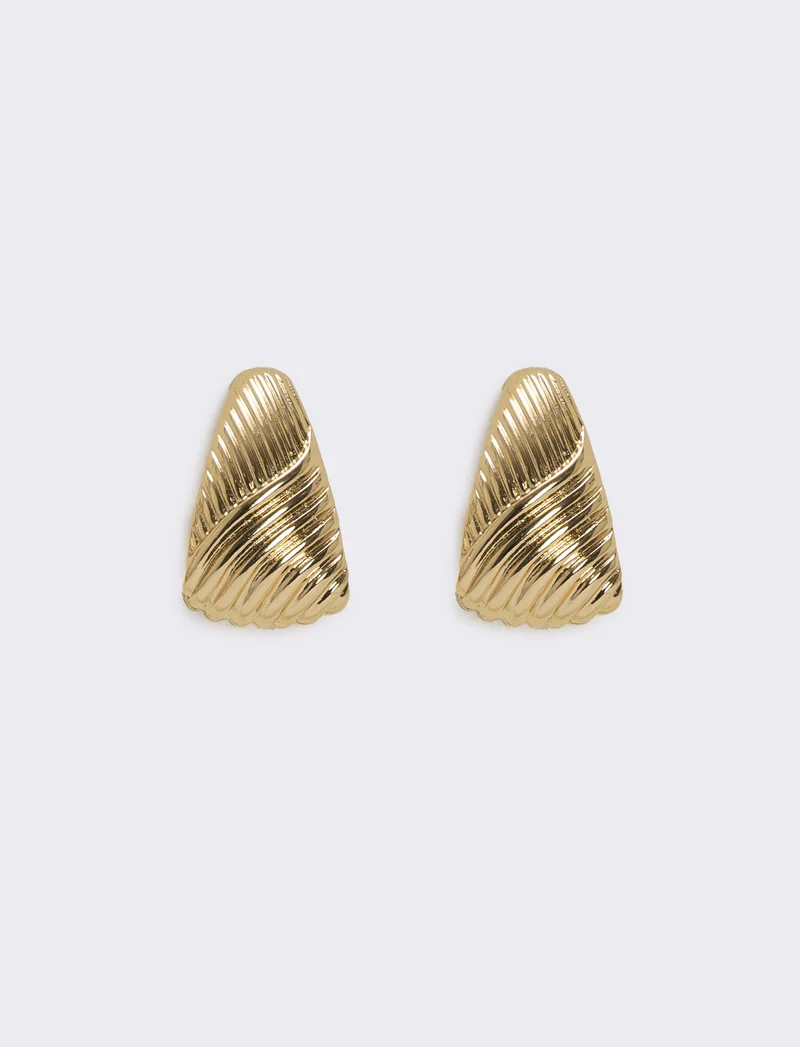 Orecchini Triangolo Rigati - Oro