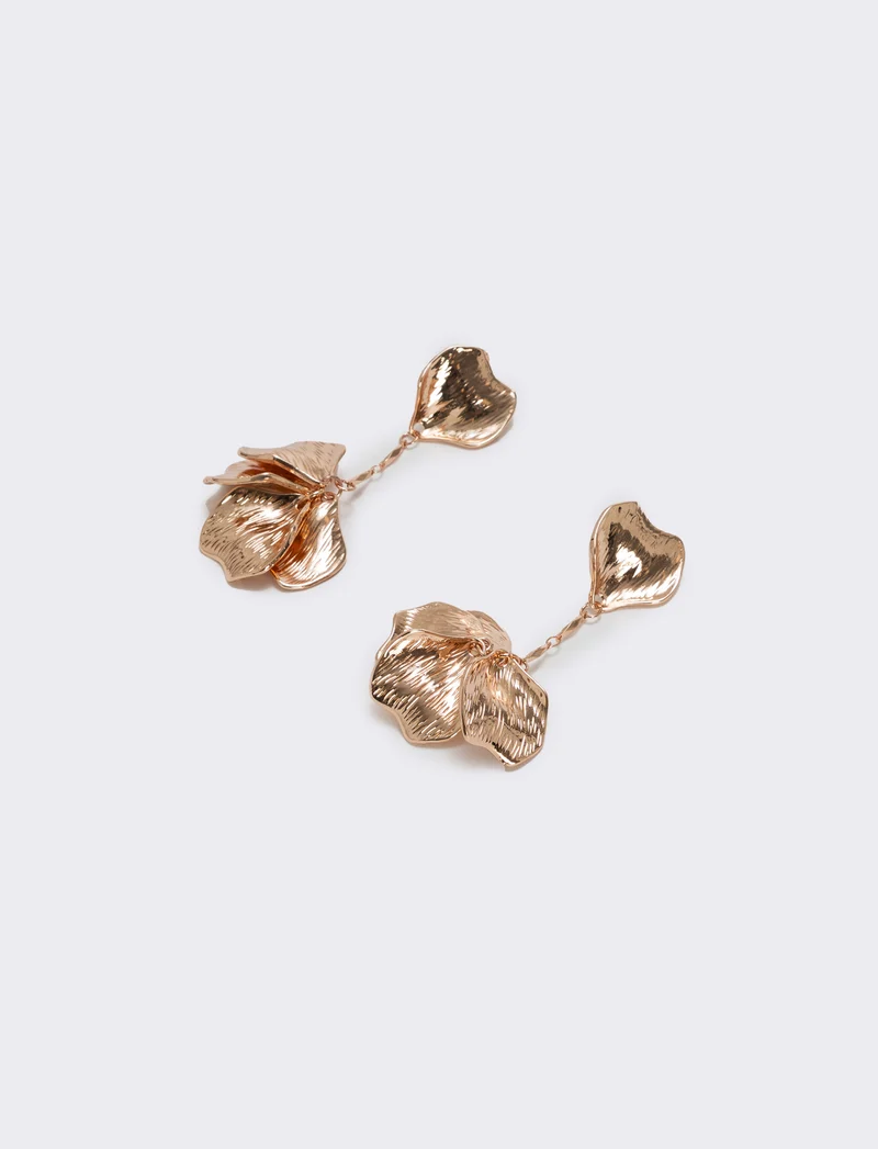 Orecchini pendenti a forma di petali - Oro rosa