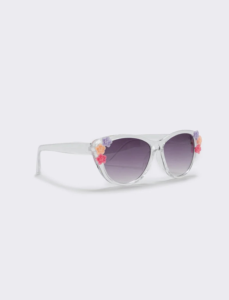 Occhiali da sole trasparenti con fiori - Trasparente