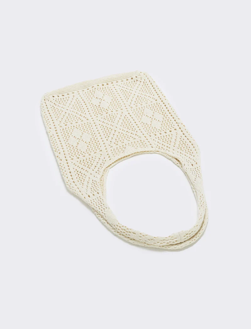 Borsa a spalla crochet - Bianco sporco
