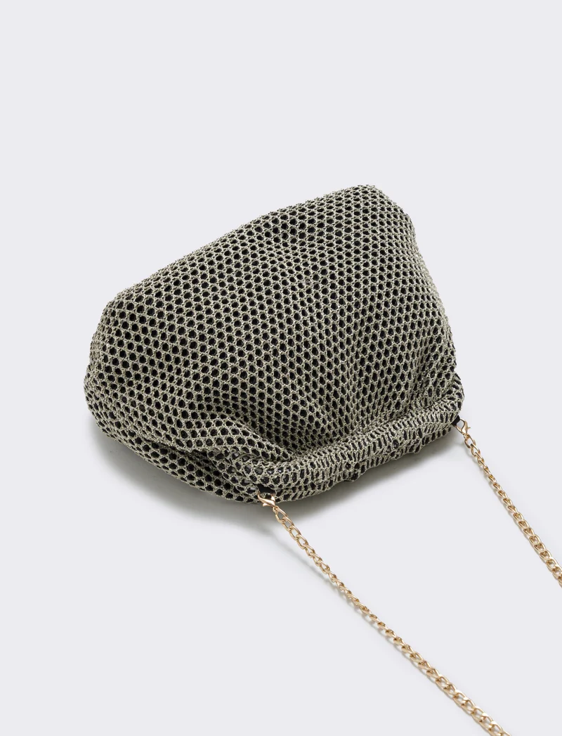 Borsetta clutch morbida in tessuti vari - Oro