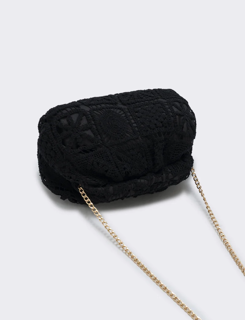 Borsetta clutch morbida in tessuti vari - Nero