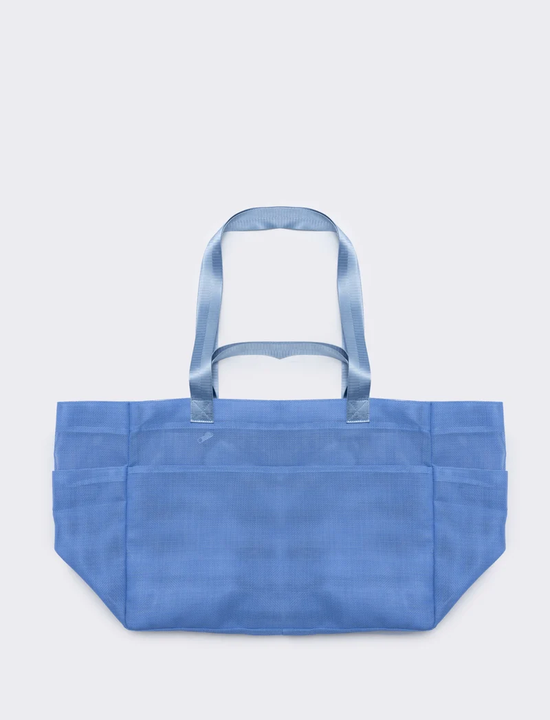 Borsone shopper grande a rete - Azzurro
