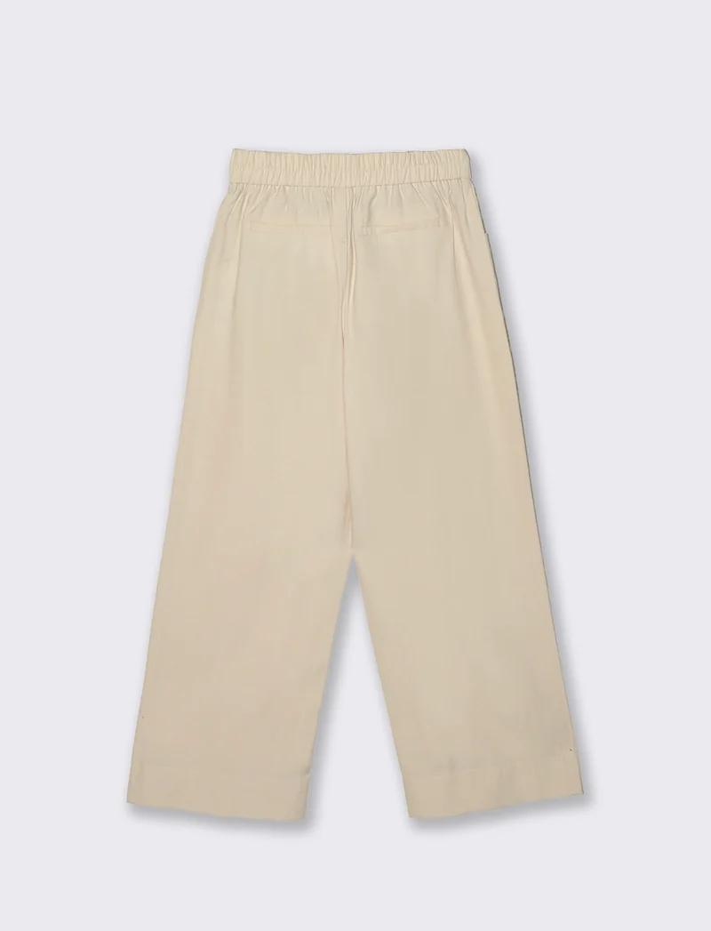 Pantalone da bambina gamba ampia ed elastico - Beige