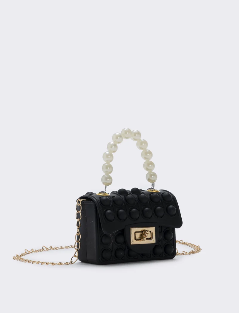 Borsa pop it con manico di perle - Nero