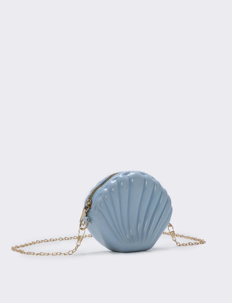 Borsetta conchiglia in PVC per bambina - Blu chiaro