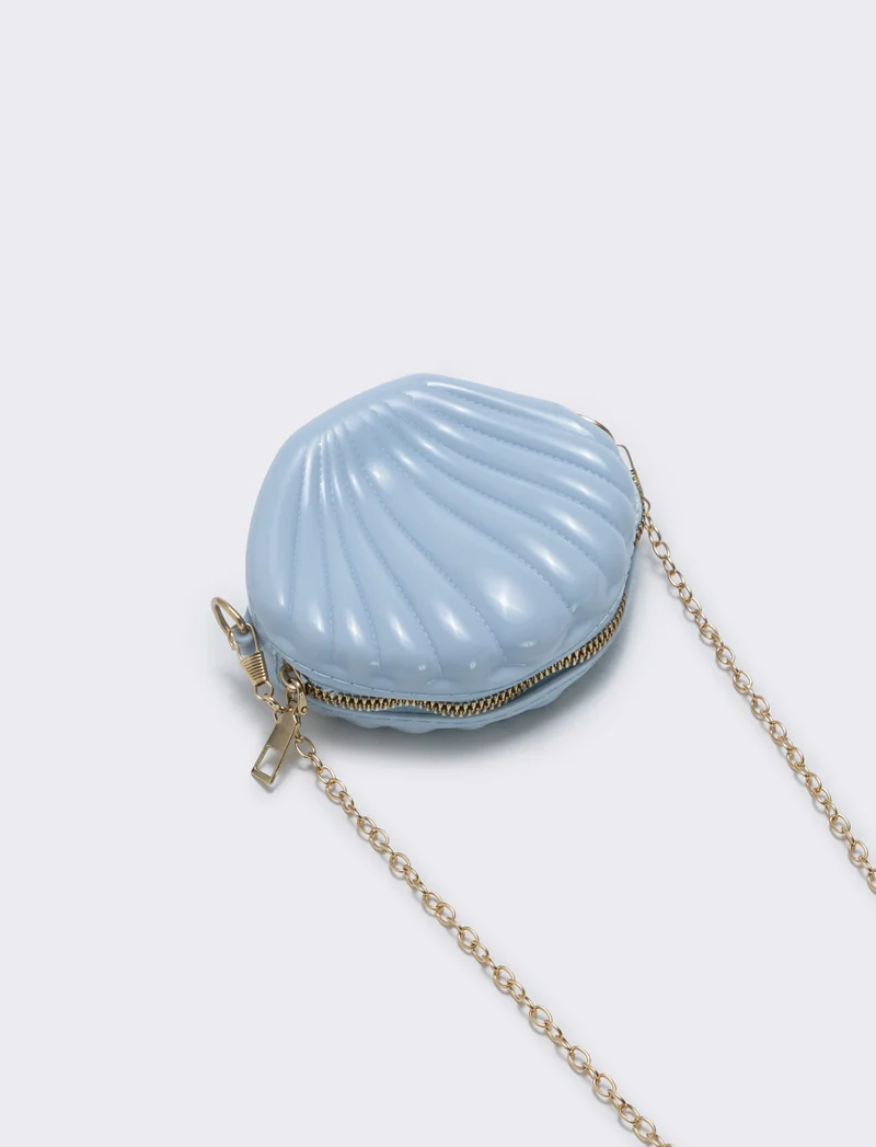 Borsetta conchiglia in PVC per bambina - Blu chiaro