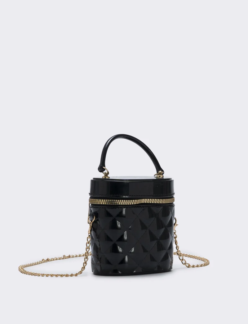 Borsetta bauletto bambina trapuntato PVC - Nero