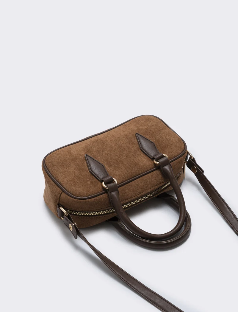 Bauletto rettangolare in suede elegante - Cuoio