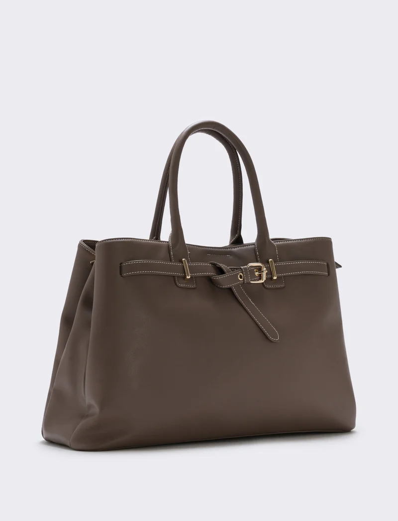 Borsa con fibbia e cinturino elegante - Grigio fango