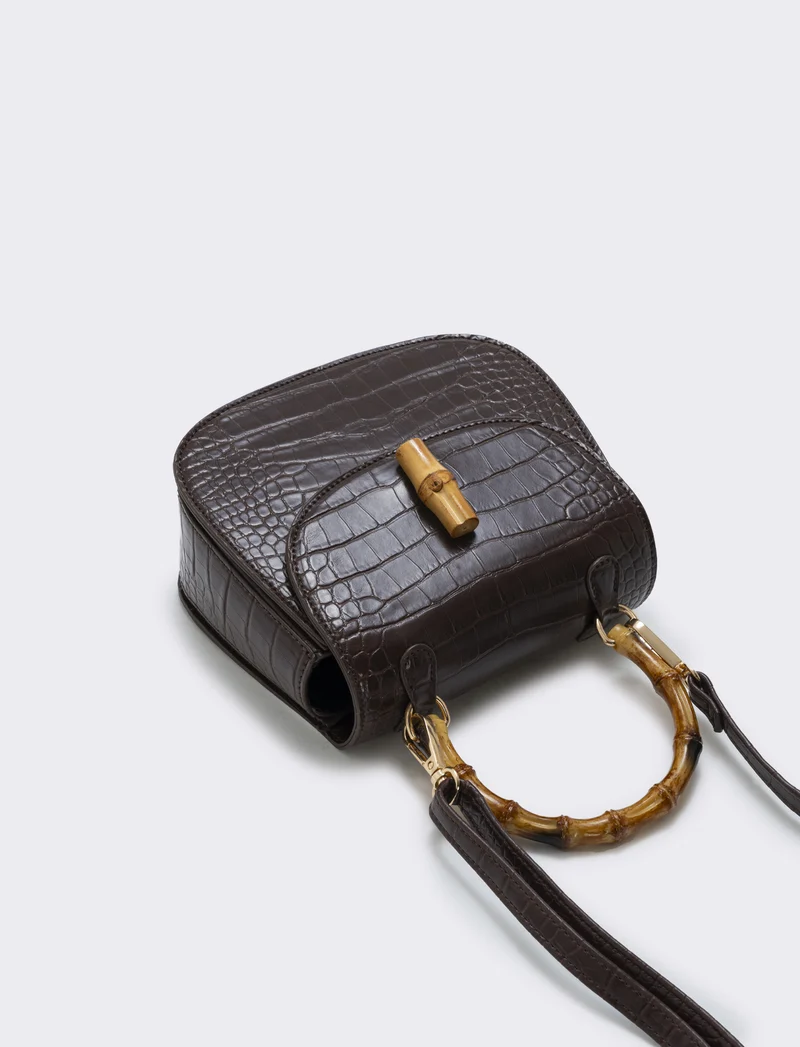 Borsa bamboo con stampa cocco elegante - Moro