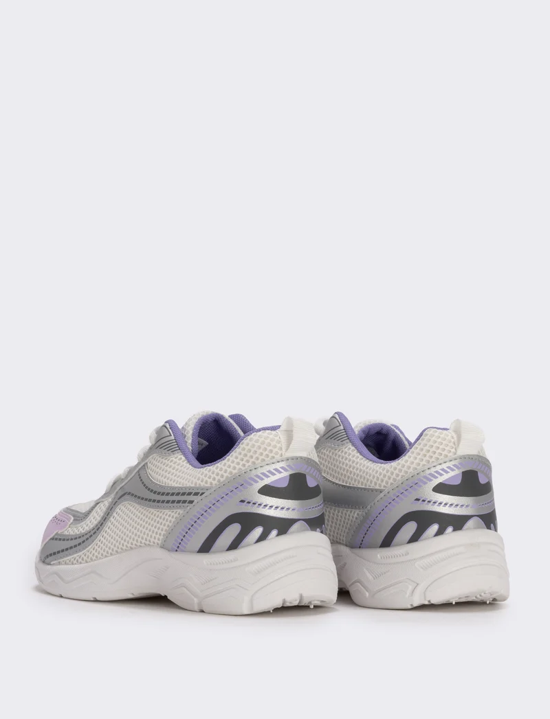 Sneakers bianche con riporti colorati per bambina - Bianco