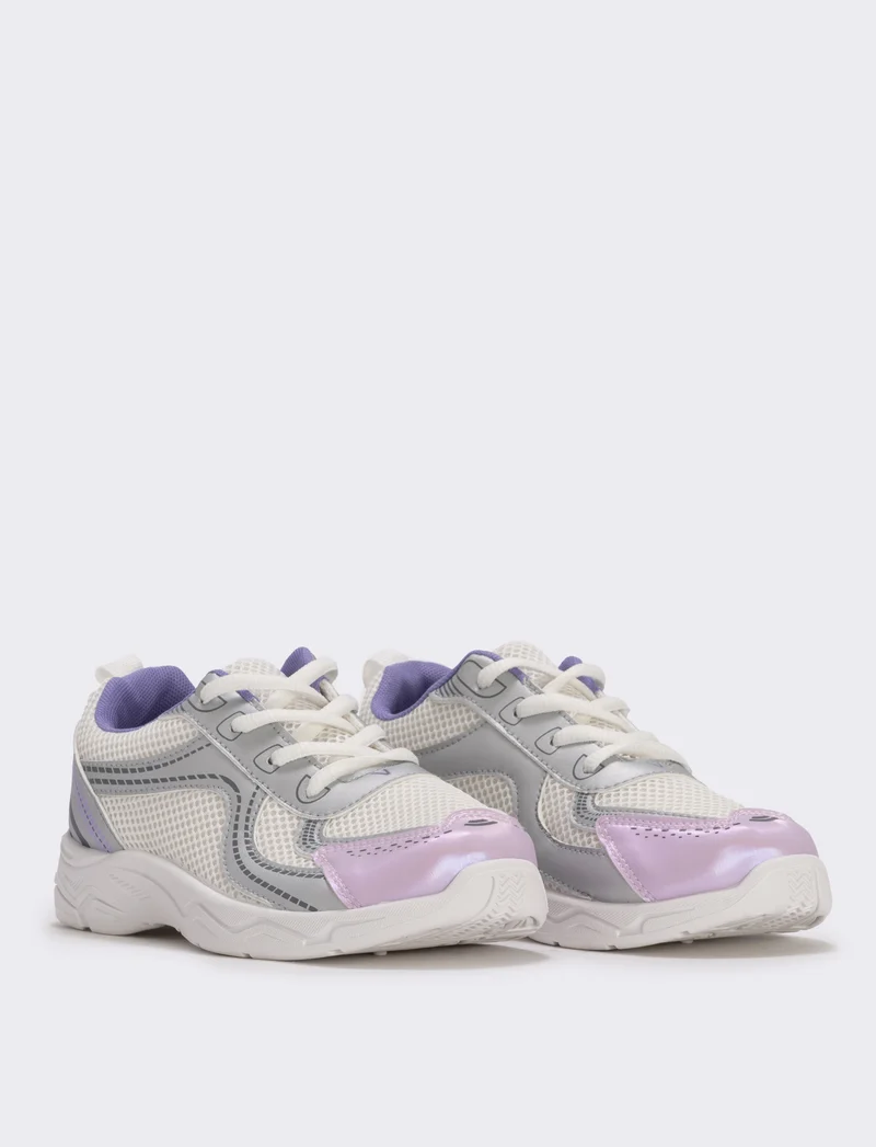 Sneakers bianche con riporti colorati per bambina - Bianco