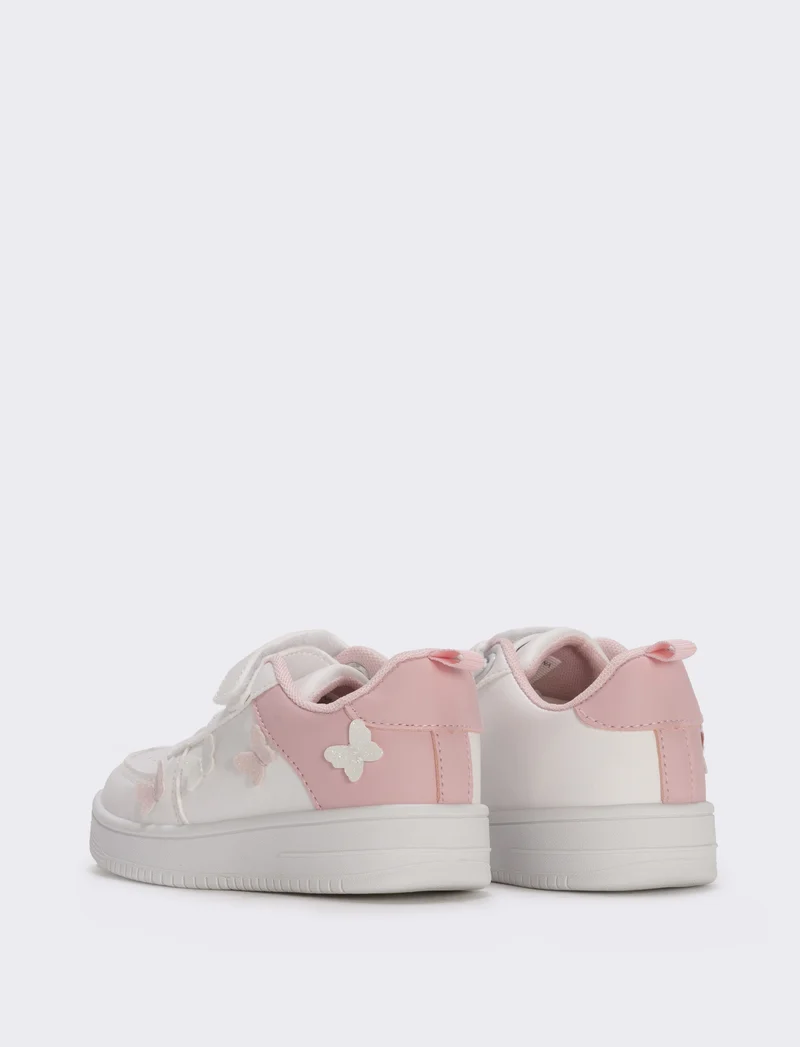 Sneakers bambina con farfalle 3D - Bianco