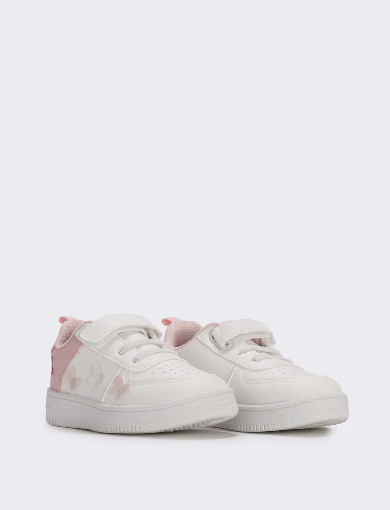 Sneakers bambina con farfalle 3D - Bianco
