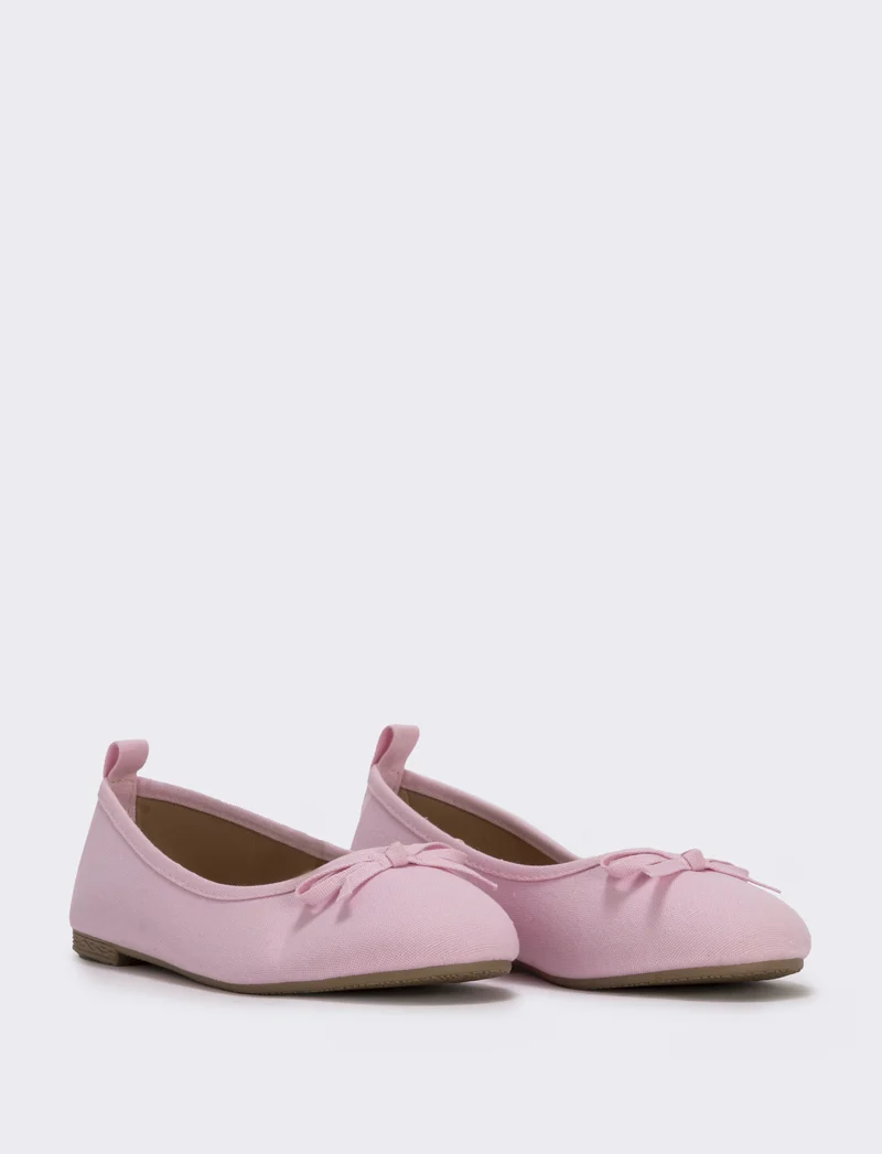 Ballerina in tessuto con fiocco colorato - Rosa