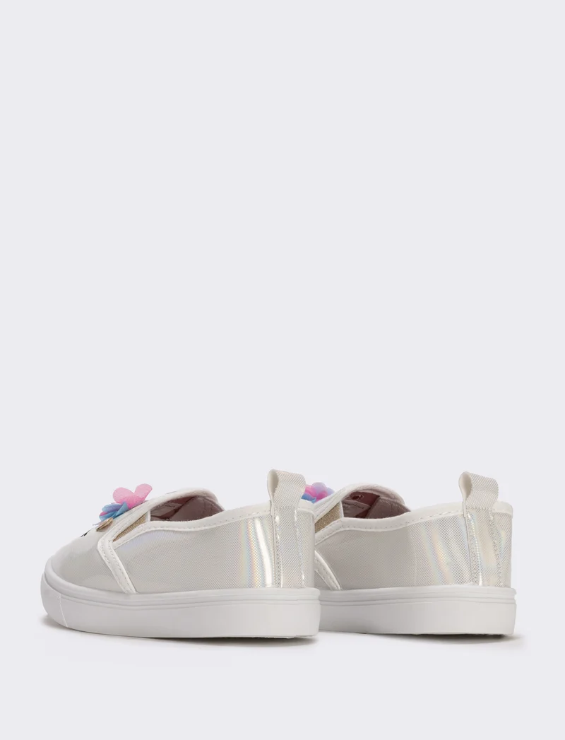 Slip-on unicorno da bambina - Bianco perla