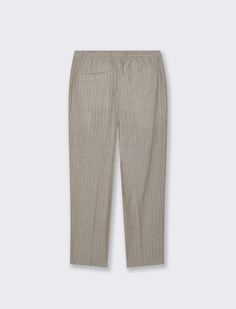 Pantaloni formal fit in linen blend rigato - Beige