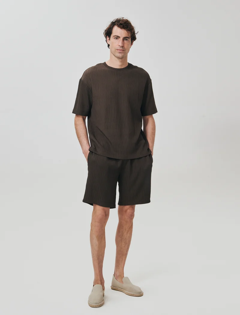 Bermuda Jacquard con Vita Jogger Relaxed - Moro