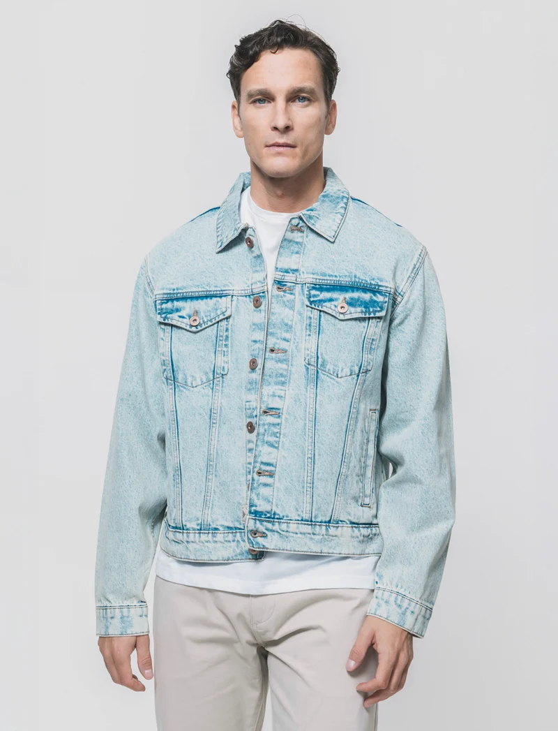 Giubbotto in denim effetto slavato - Denim chiaro