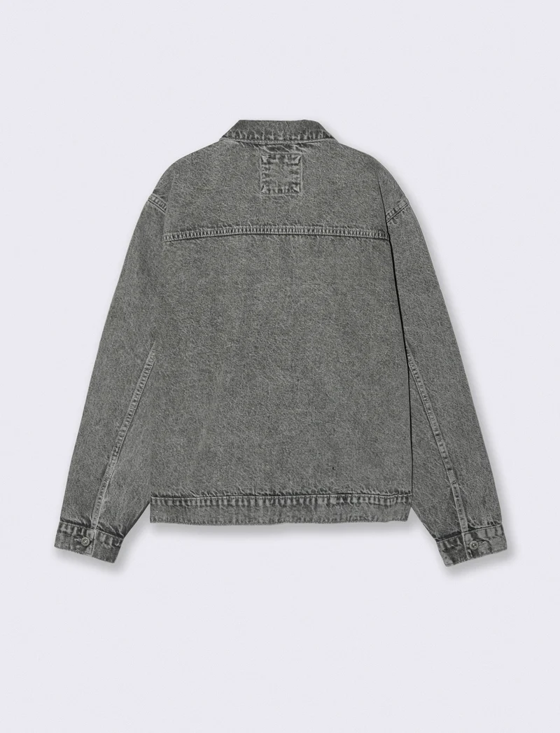 Giubbotto in denim effetto slavato - Grigio