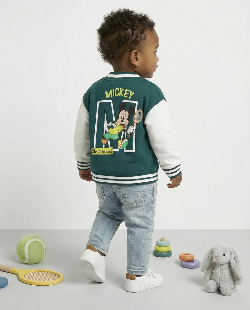Felpa college Mickey Mouse manica lunga - Verde