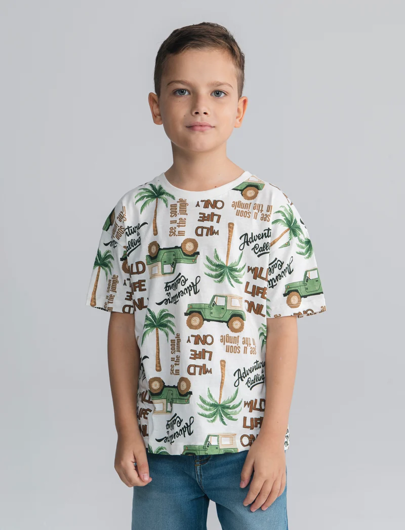 T-shirt safari mezza manica over - Bianco latte