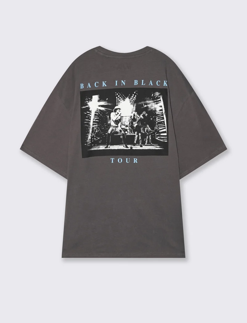 T-shirt AC DC girocollo maniche corte - Grigio piombo