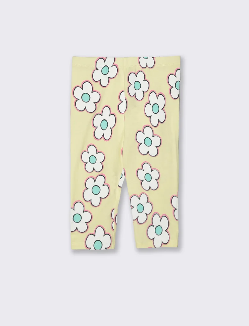 Leggings 3/4 in cotone elastico stampato - Giallo