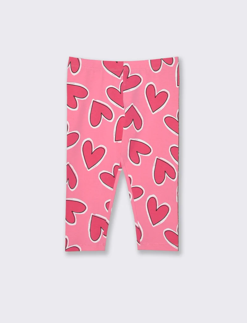 Leggings 3/4 in cotone elastico stampato - Fuxia