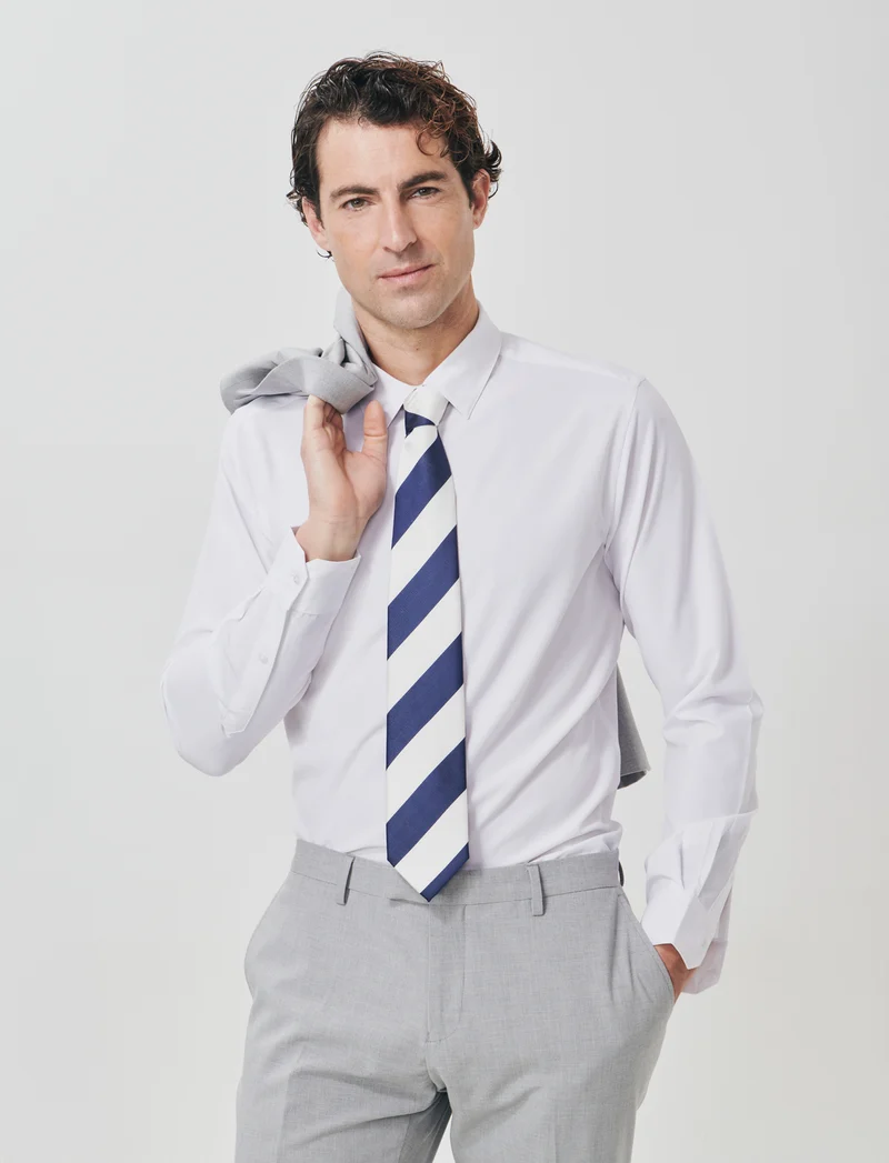 Camicia Slim Fit in Tessuto Tecnico - Bianco