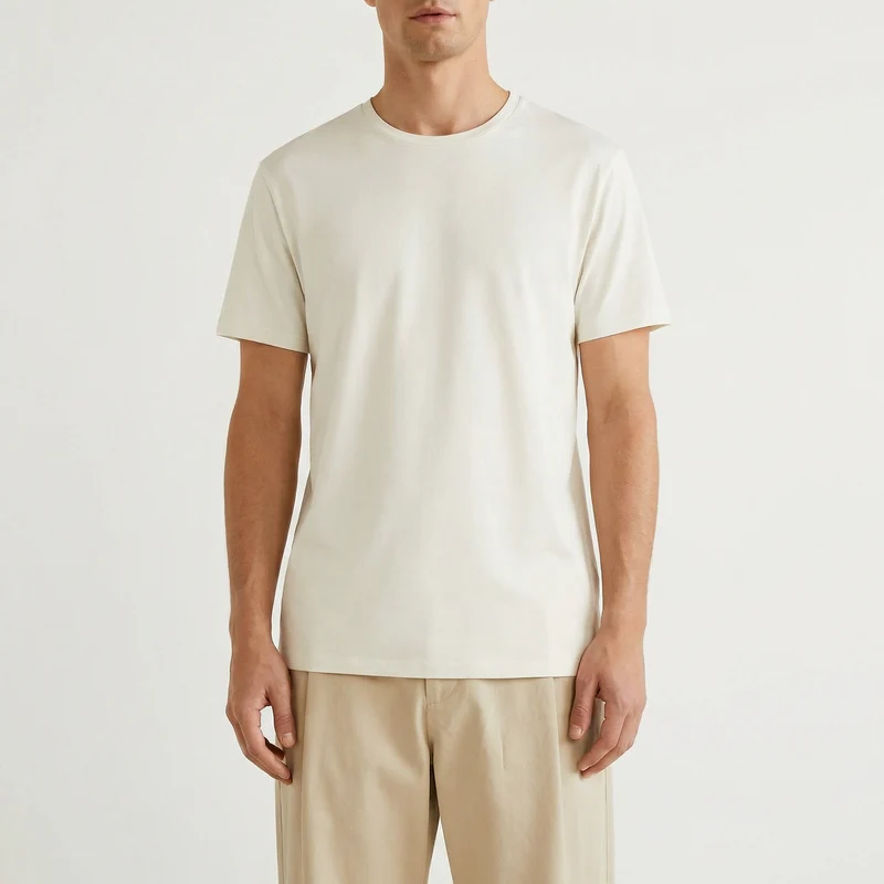 T-shirt slim fit in cotone elasticizzato - Bianco