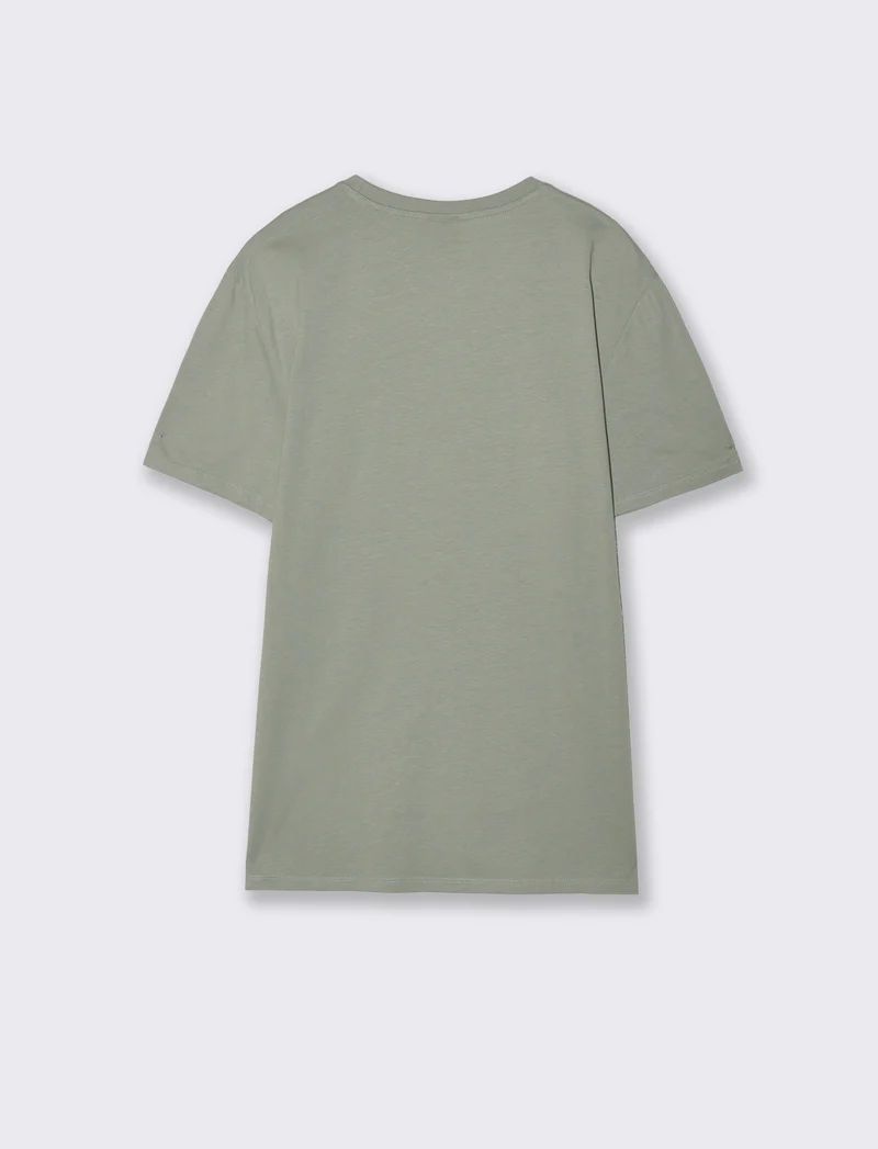 T-shirt girocollo in cotone regular fit - Verde salvia