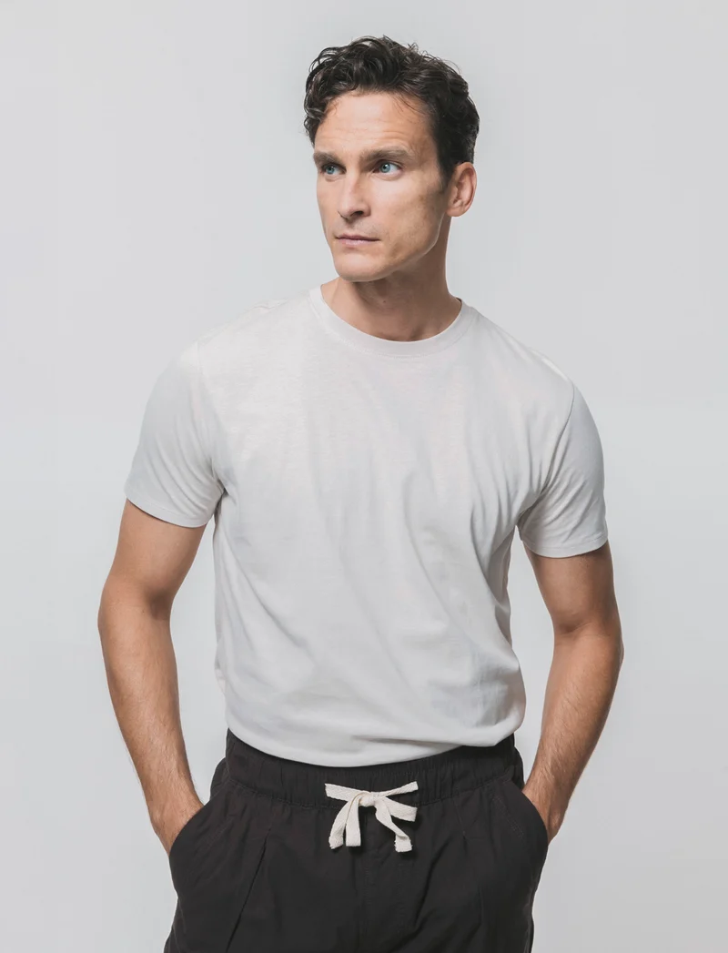 T-shirt girocollo in cotone regular fit - Grigio ghiaccio