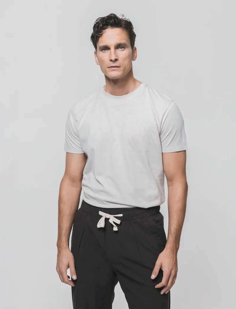 T-shirt girocollo in cotone regular fit - Grigio ghiaccio