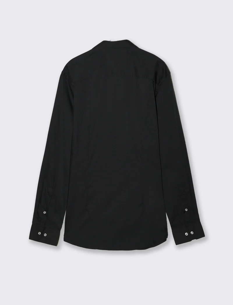 Camicia Regular Fit Easy Iron Collo Francese - Nero