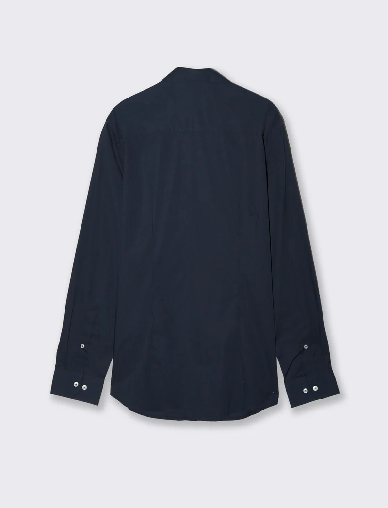 Camicia Regular Fit Easy Iron Collo Francese - Blu