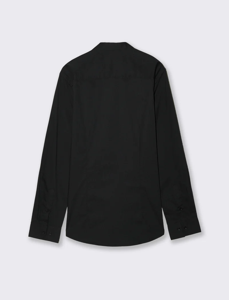 Camicia Slim Fit Easy Iron in Cotone - Nero