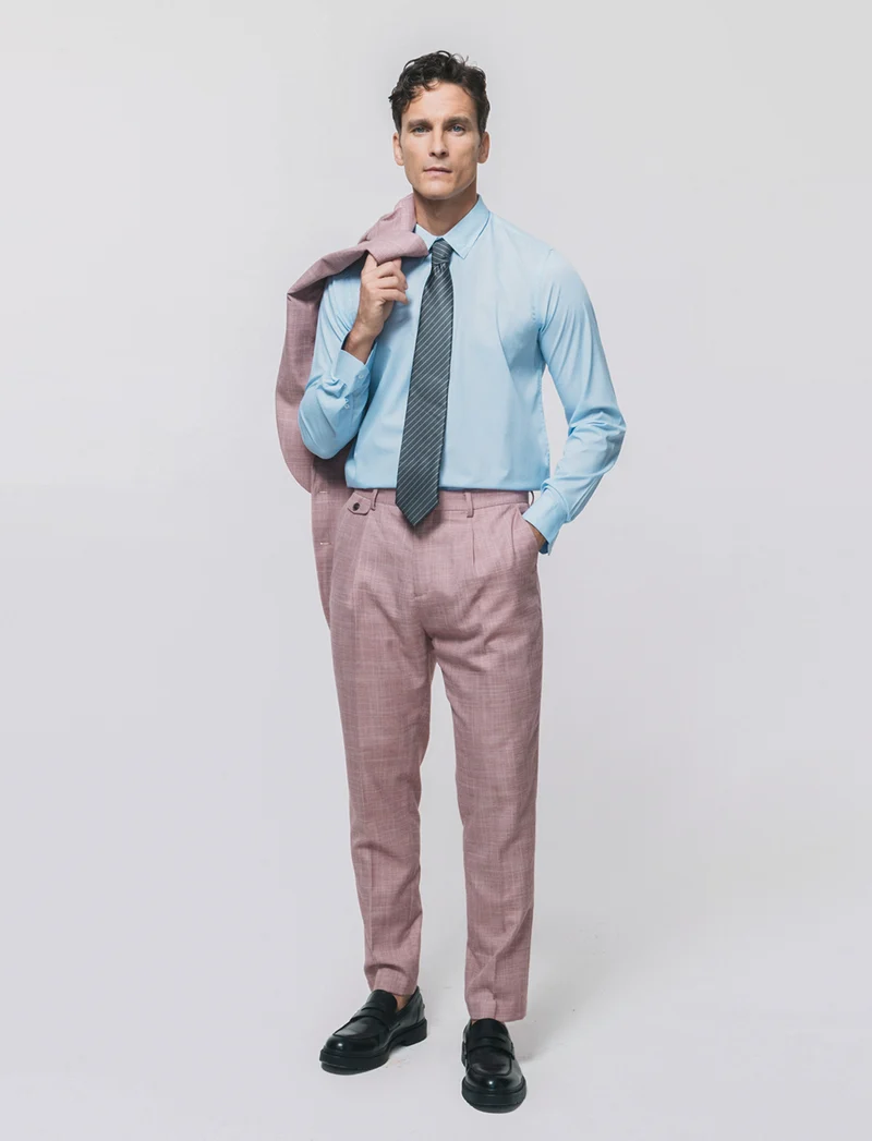 Camicia Slim Fit Easy Iron in Cotone - Celeste