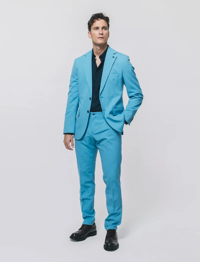 Camicia Slim Fit Easy Iron in Cotone - Blu