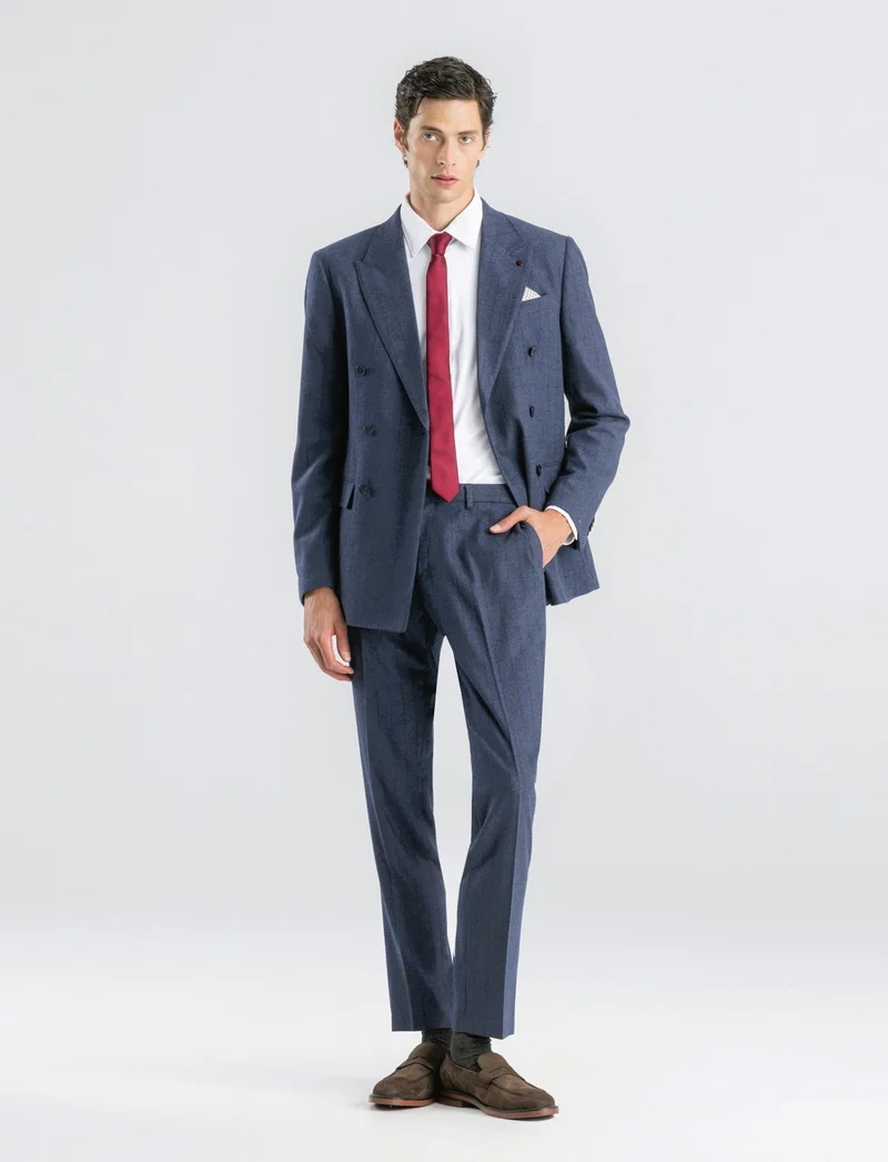 PANTALONI A RIGHE DA COMPLETO FORMAL FIT - Blu