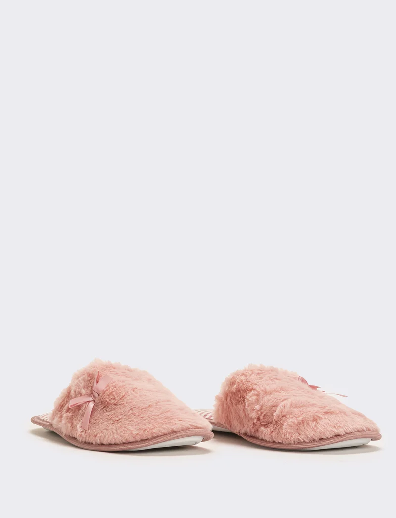 Pantofola donna con fiocco - Rosa