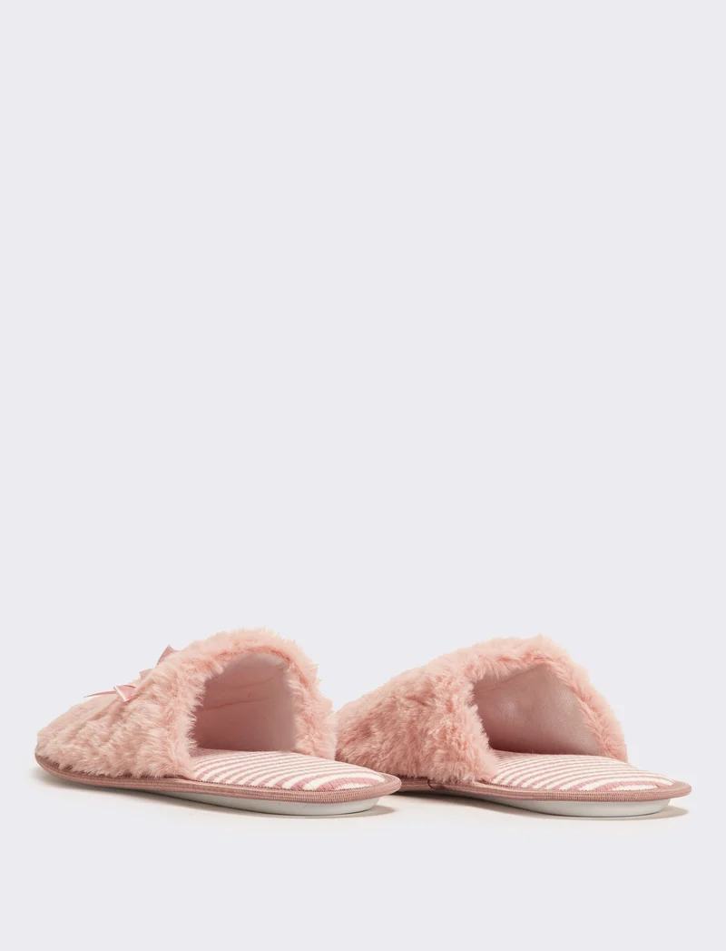 Pantofola donna con fiocco - Rosa