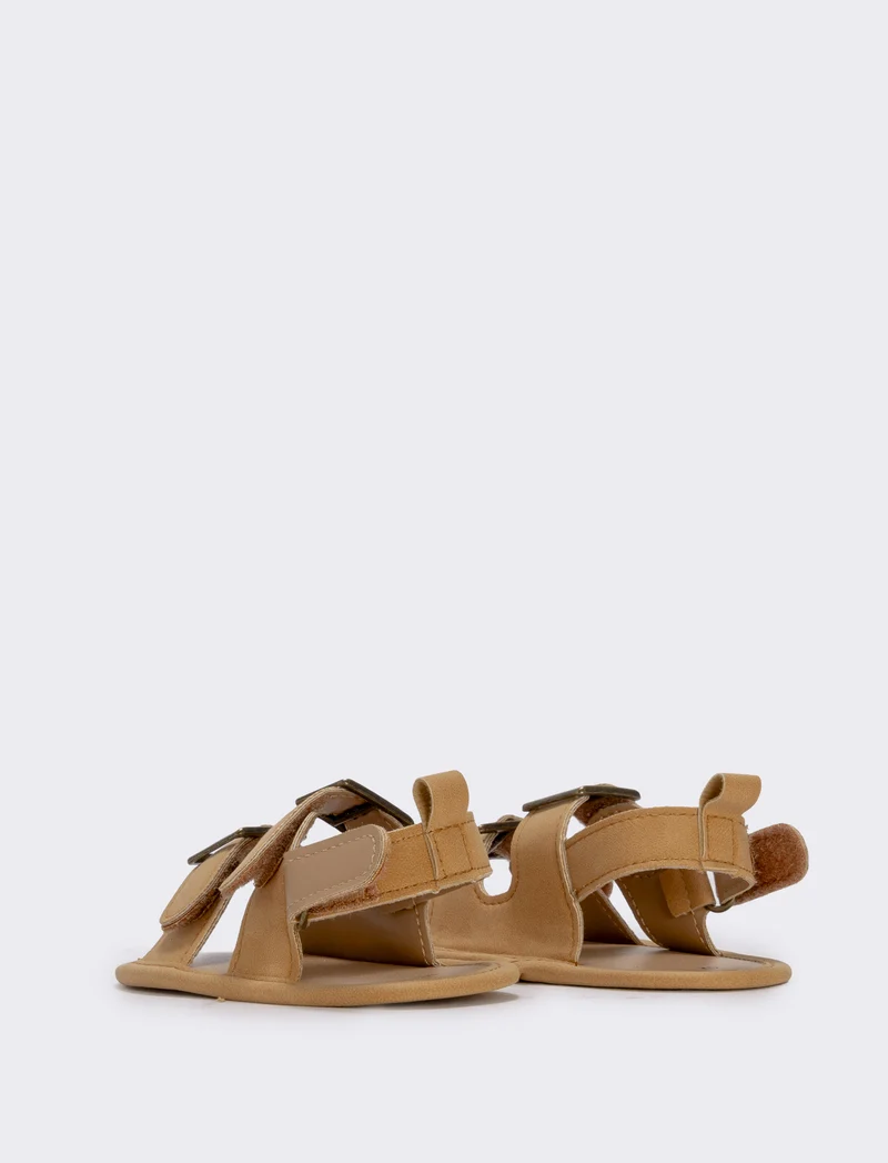Sandalo neonato beige in poliuretano - Cammello