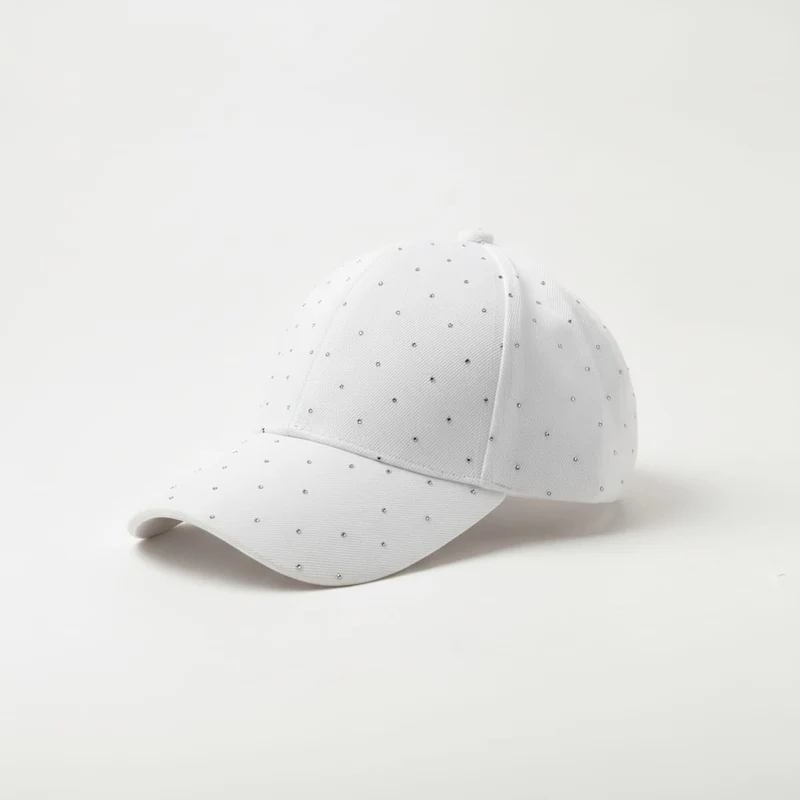 Cappello baseball con strass - Bianco