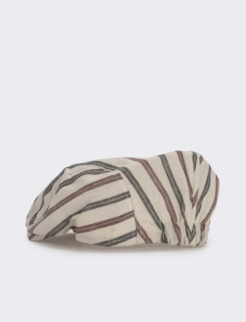Cappello coppola in tessuto rigato - Beige